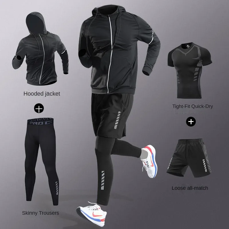 Running Jogging Gear - 3-7 個メンズアイスファイバー速乾性ランニングフィットネスフルセット/スーツトラックスーツマラソン、トレーニングサイクリング、ジョギング、ジム、スウェットパンツ用