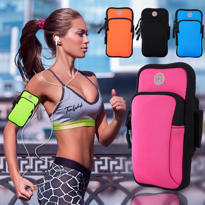 Running Jogging Gear - スマートフォン用携帯電話ホルダーポーチベルト、スポーツランニングアームバッグ、フィットネスアームバンドバッグ、ジョギングジムカバー、6インチ