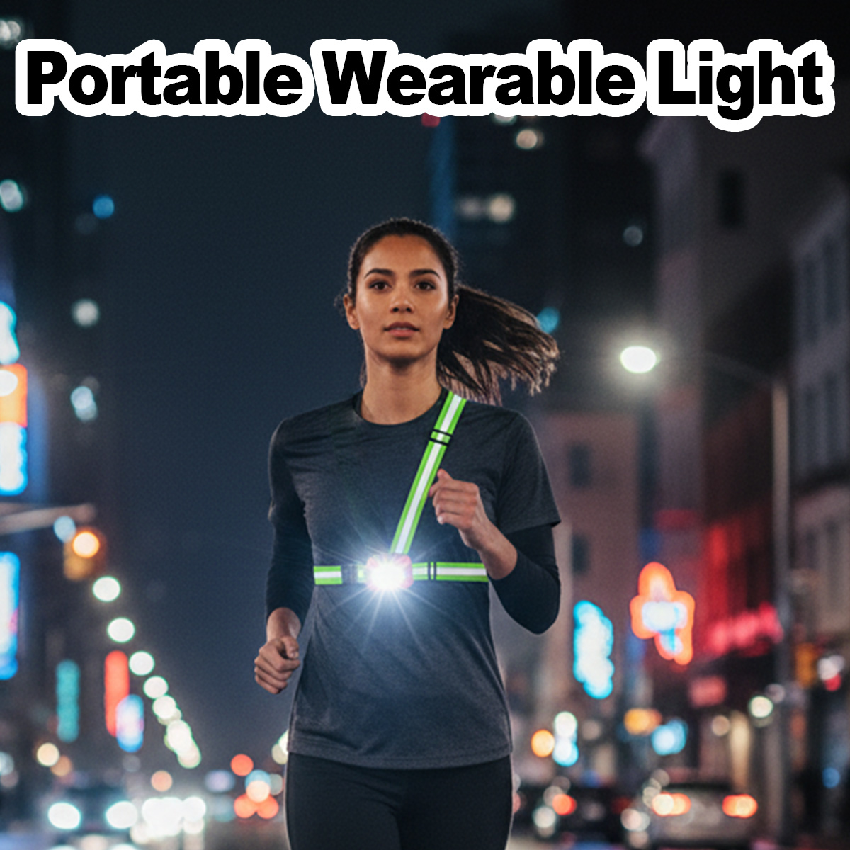 Running Jogging Gear - ランニングライト USB 充電式防水軽量ウェアラブル懐中電灯チェストランプナイトジョギング反射ベスト登山ギア