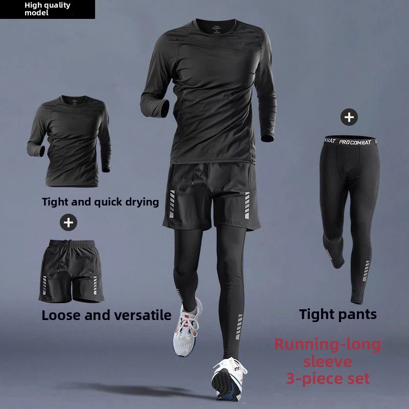 Running Jogging Gear - トレーニングジョギングトラックスーツランニングアウトドアコンプレッションスーツセット3ピースワークアウトタイツメンズスポーツスーツジムスポーツウェア服