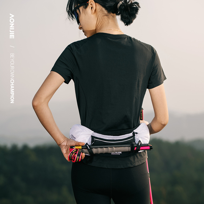 Running Jogging Gear - AONIJIE ランニングウエストバッグベルト男性女性用 500 ミリリットルソフトウォーターボトル付きウォーキングジョギングウエストパック水分補給マラソン W8138