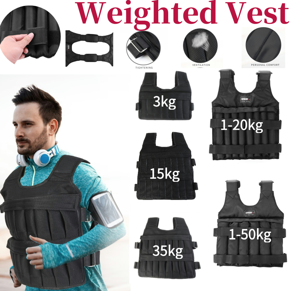 Running Jogging Gear - 3/15/35kg ワークアウトウェイトジャケット 調節可能なエクササイズベスト ランニングトレーニング ワークアウト ジョギング