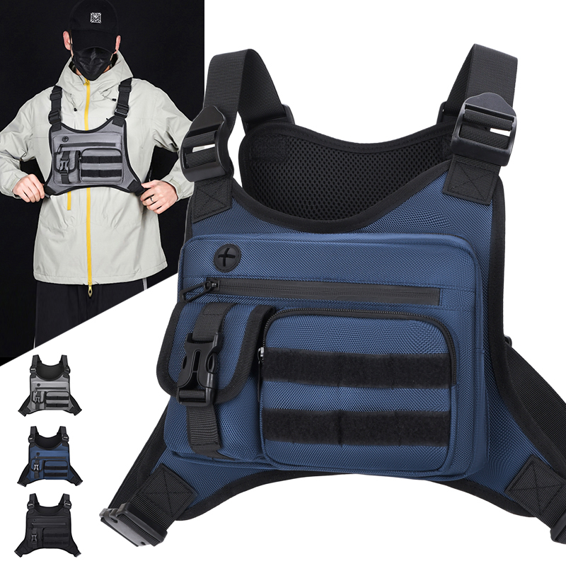 Running Gear Usa - タクティカルチェストリグバッグ メンズ 防水 クロスボディハーネスベスト モールポーチ アウトドア