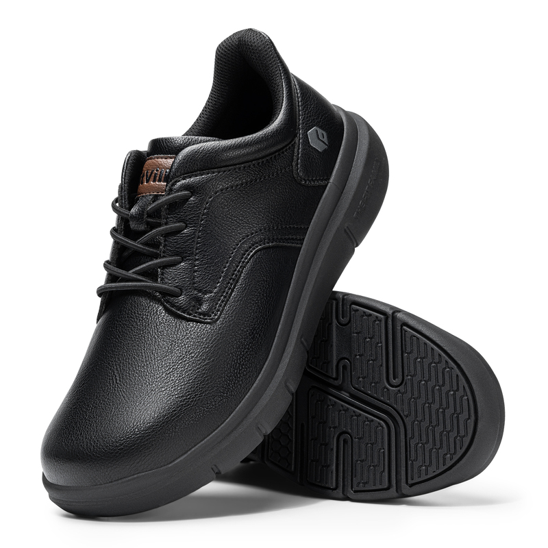 Insole Arch Support - itVille メンズ 幅広レザー スリップオン カジュアル ウォーキングシューズ、軽量整形外科用フットウェア、アーチサポート付き、幅広足やむくみのある足の効果的な痛み緩和