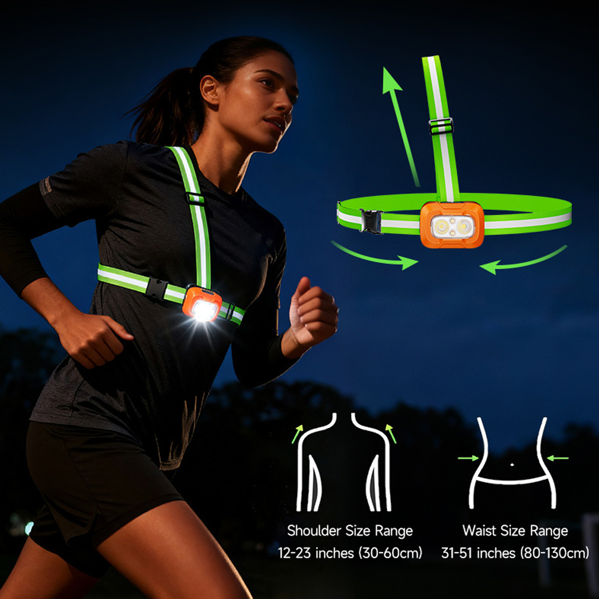 ランニングライト USB 充電式防水軽量ウェアラブル懐中電灯 - Running Jogging Gear のレビューと価格