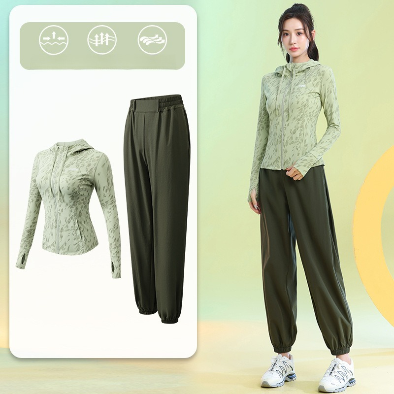 女性用ランニングスーツ長袖花柄ジップパーカージョガーパンツ速 - Running Gear Usa のレビューと価格